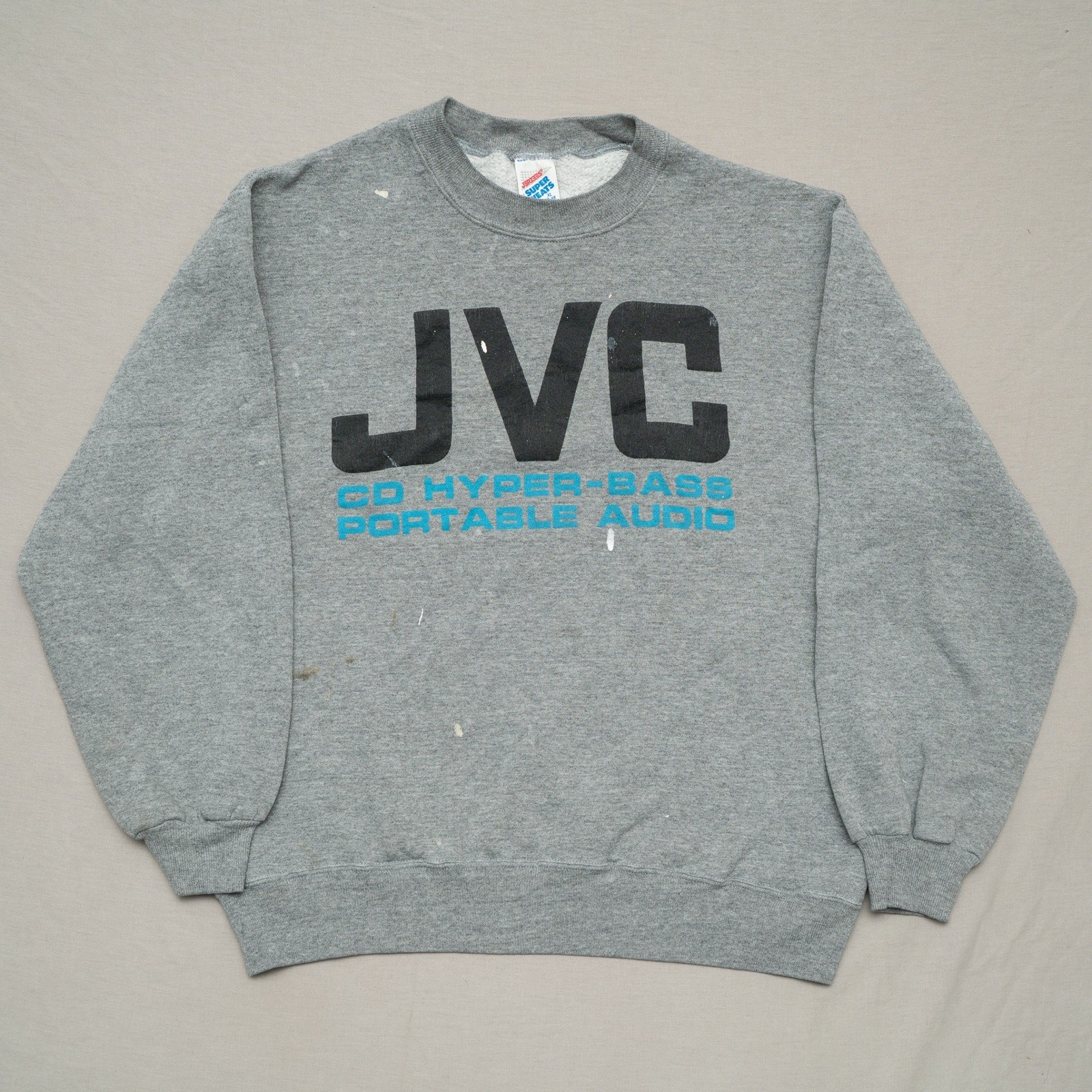Vintage 90s JVC CD Hyper-Bass Portable Audio Distressed T Shirt Adult XL Paint