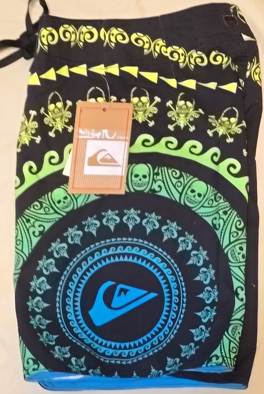 Quicksilver Kids Boys Swim Trunks Board Short S 23 Black Yellow Green Blue New