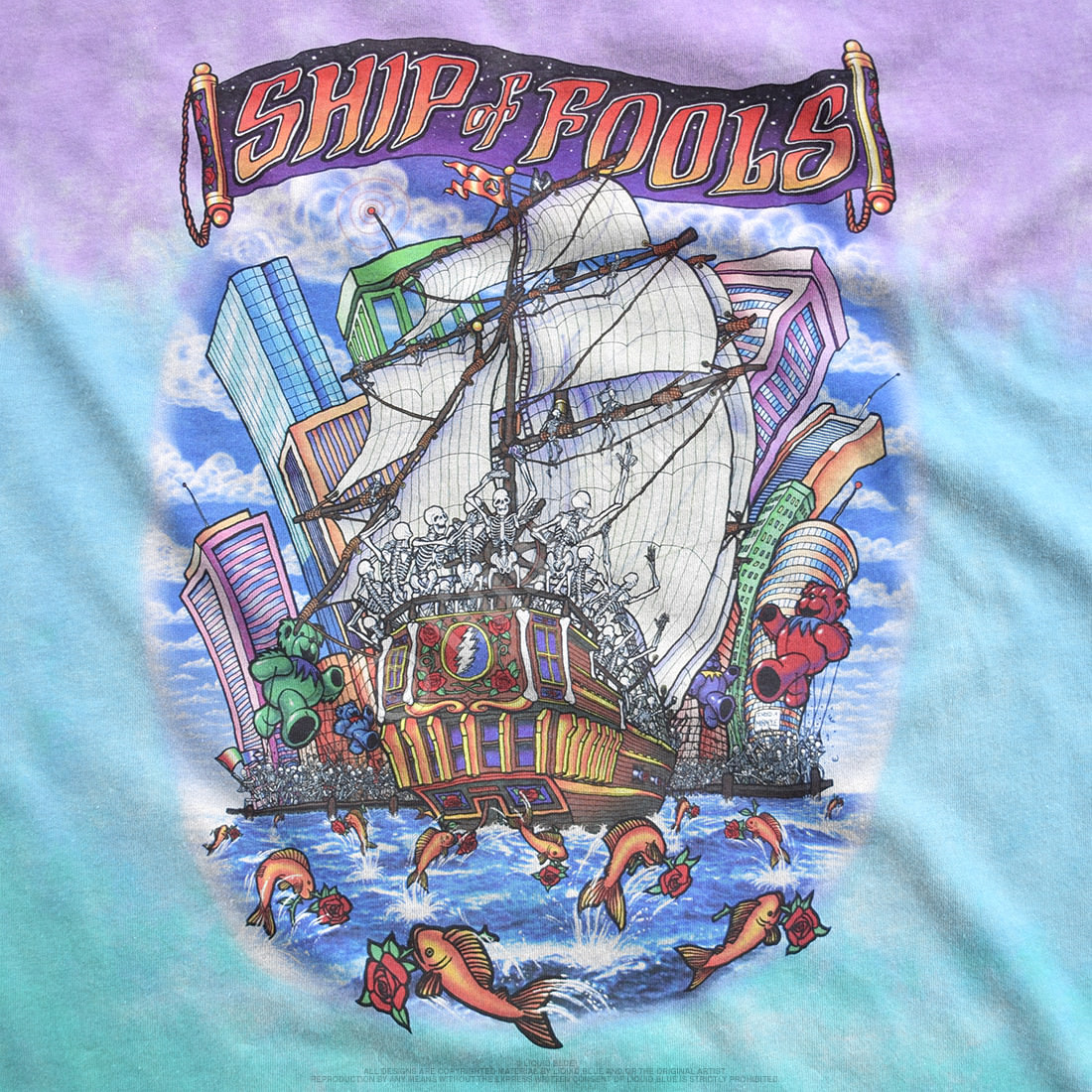 GRATEFUL DEAD-SHIP OF FOOLS-2 Sdd TIE DYE T-SHIRT S-M-L-XL-2X Garcia,Lesh,Wier
