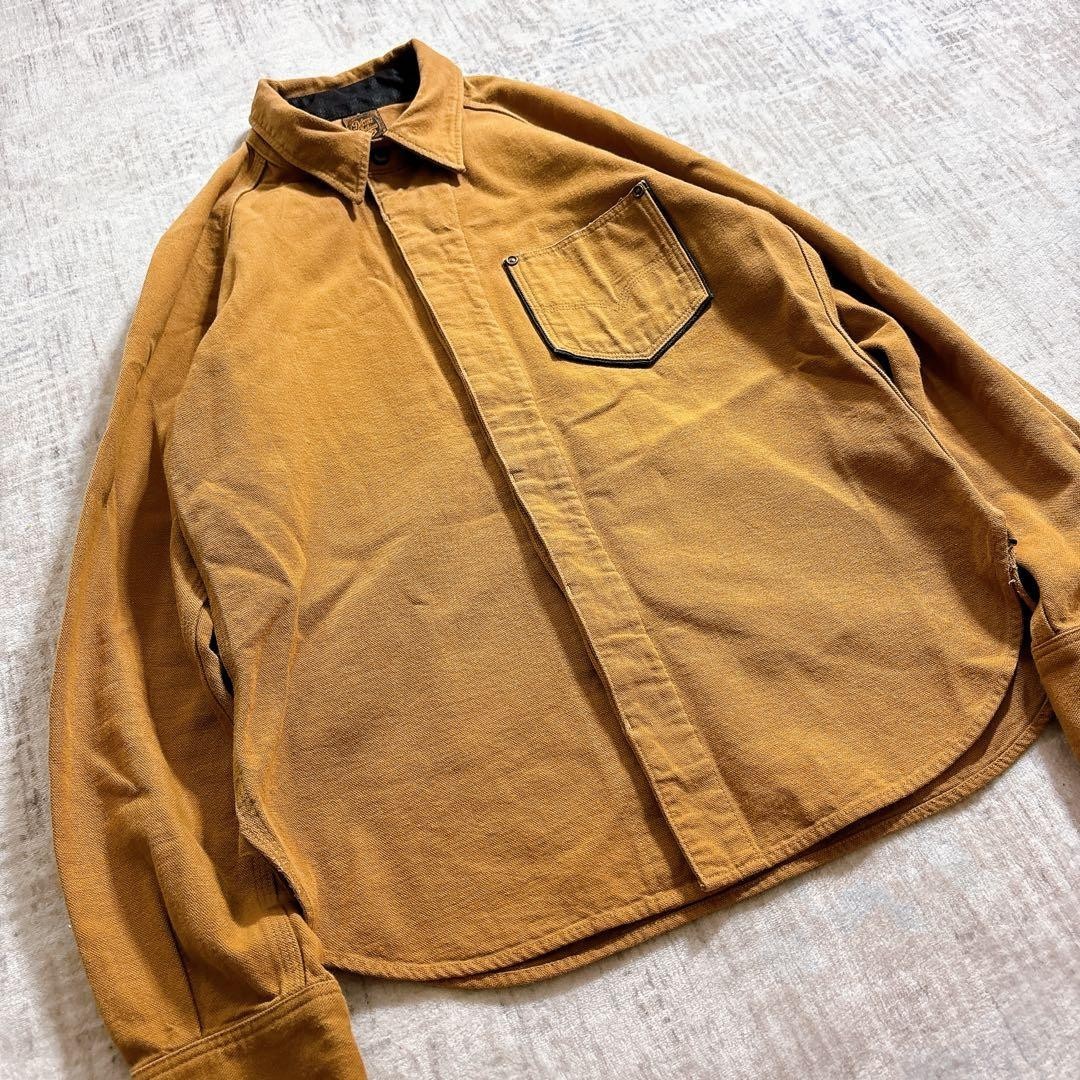 DELUXEWARE Duck Work Shirt Cotton Brown Size M L26.4in pit pit 19.7in