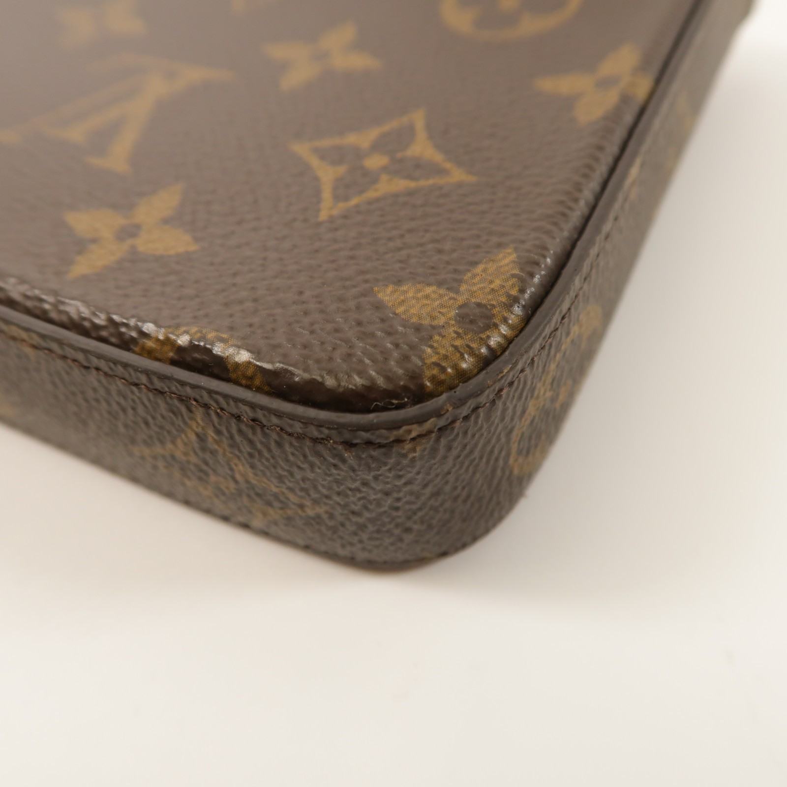 LOUIS VUITTON GHW Felicie Pochette Chain Shoulder Bag M81896 Monogram Brown Red