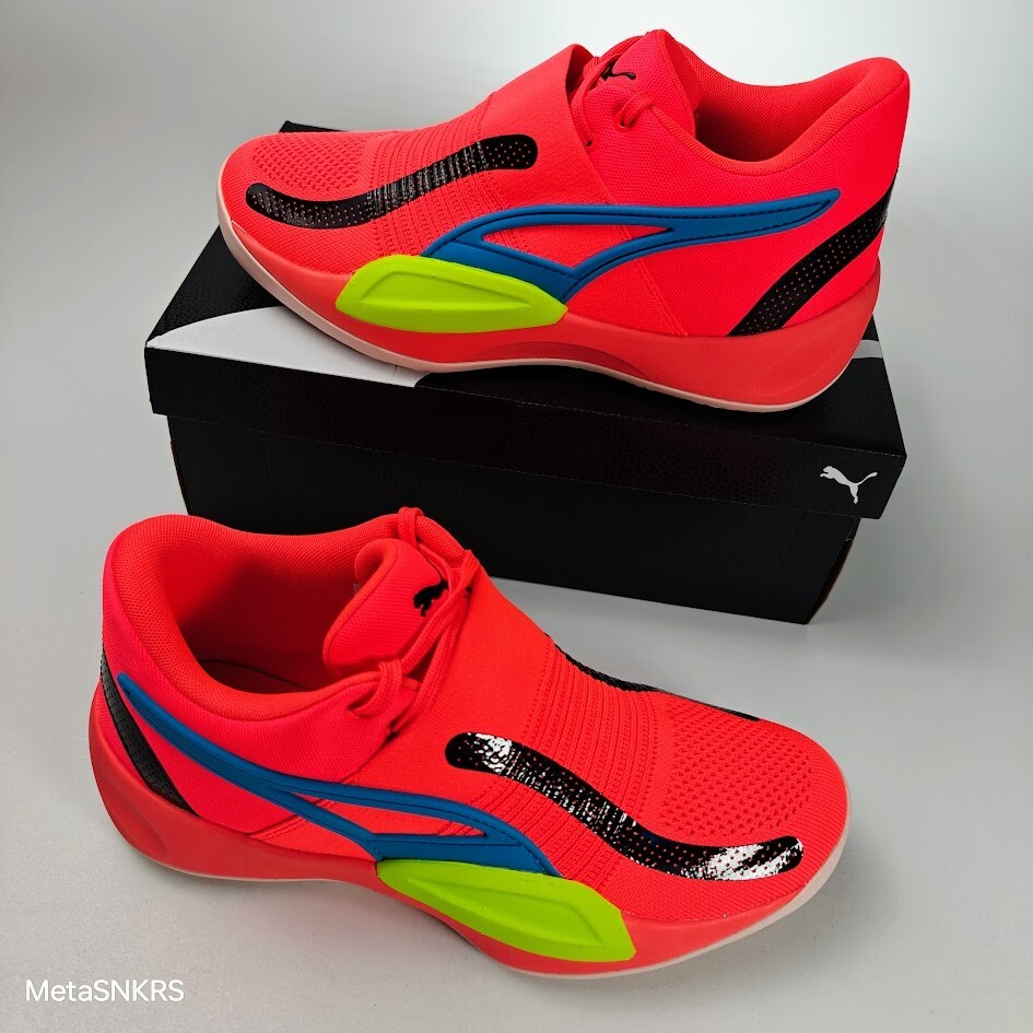 Puma US 16 Men’s Orange Black Blue Yellow Rise Nitro Basketball 377012 04 New