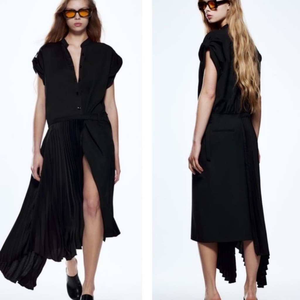 NWT Zara Limited Edition Mixed Asymmetrical Shirtdress, Size M