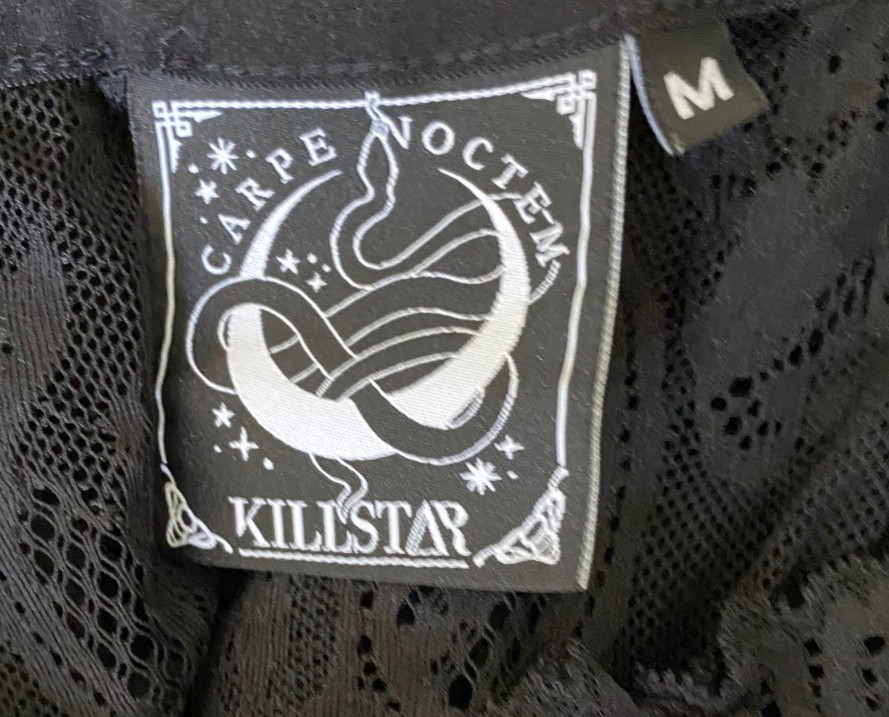 Killstar Carpe Noctem Black Sleeveless Semi Sheer Lace Top sz Medium