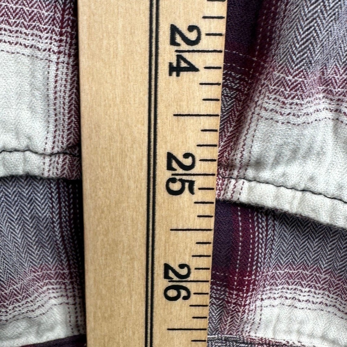 Elizabeth and James Flint Oversized Plaid Cotton Shirt size Large Gray/Maroon