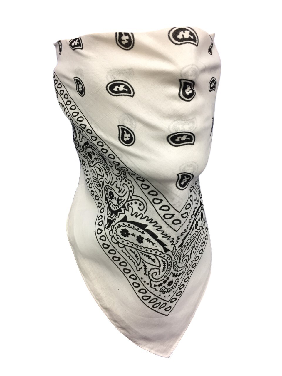 VELCRO®Brand ADJUST WHITE PAISLEY FACE COVER BIKER BANDANA NECKERCHIEF SHIELD