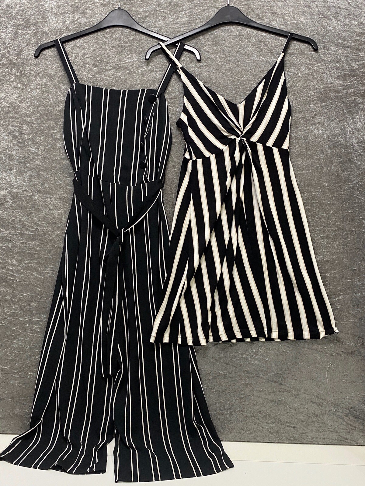 Primark SIZE 10 Jumpsuit Black White Cropped 3/4 Length Legs – H&M Mini Dress S