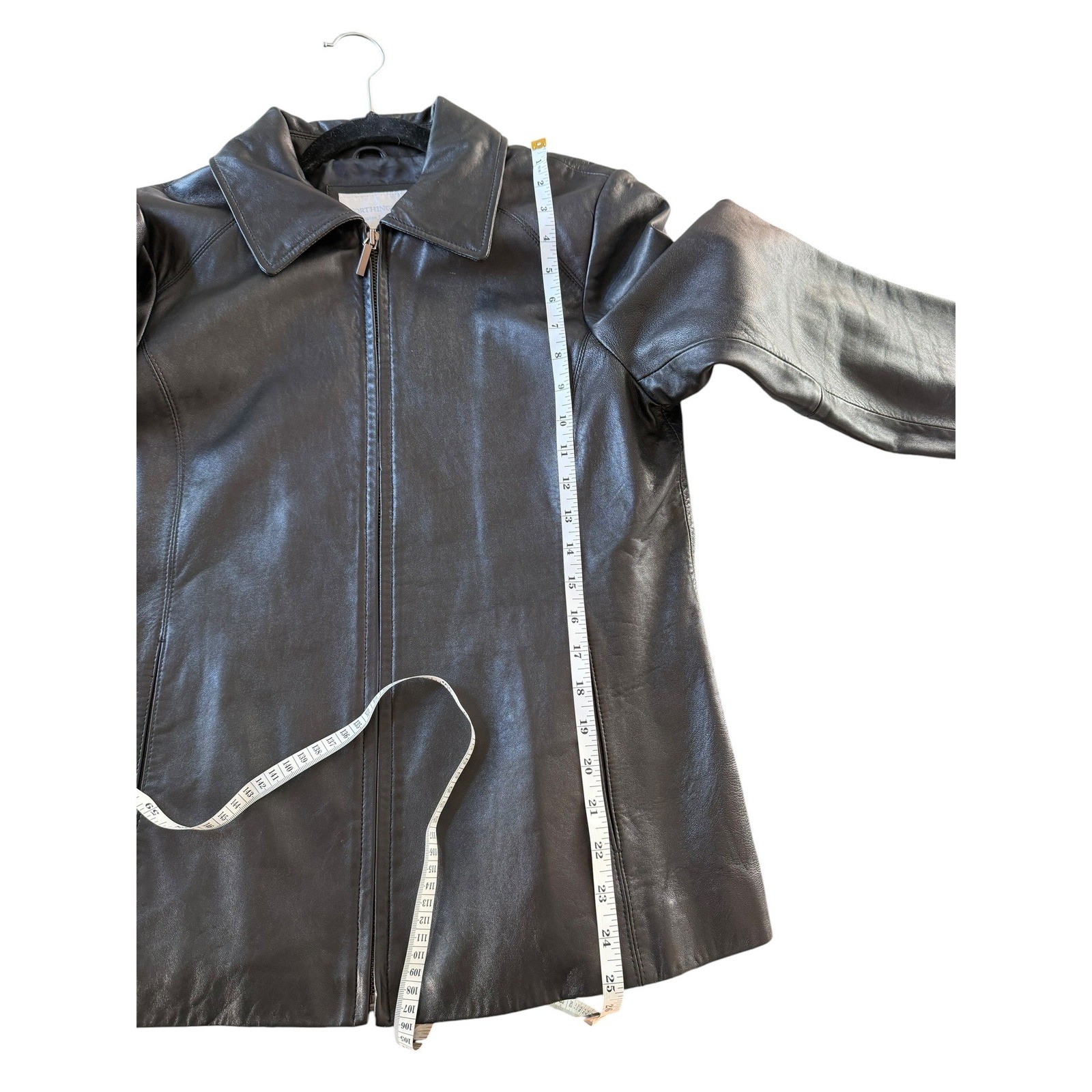 Vintage Worthington Black Lambskin Leather Zip Up Jacket Medium 90s Y2K Minimal