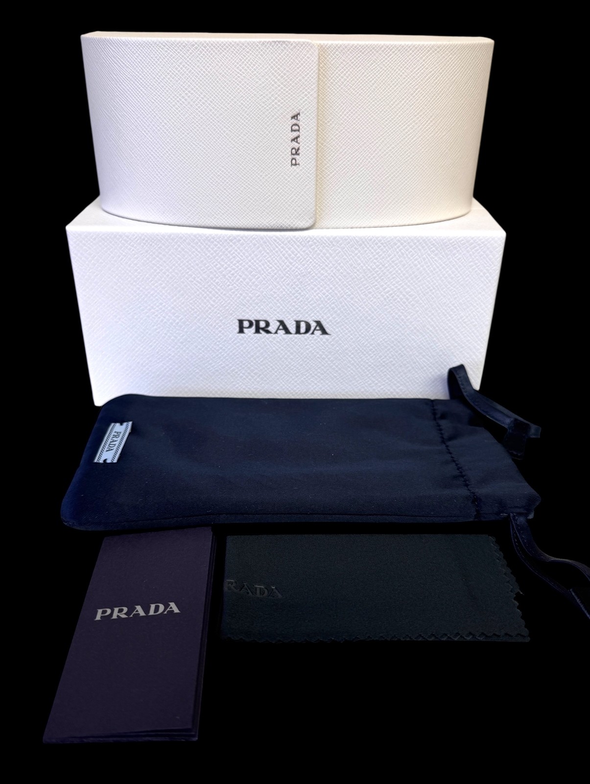 Prada Sunglasses Polished White Silver Logo SPR 11Z 461-5S0 with Case