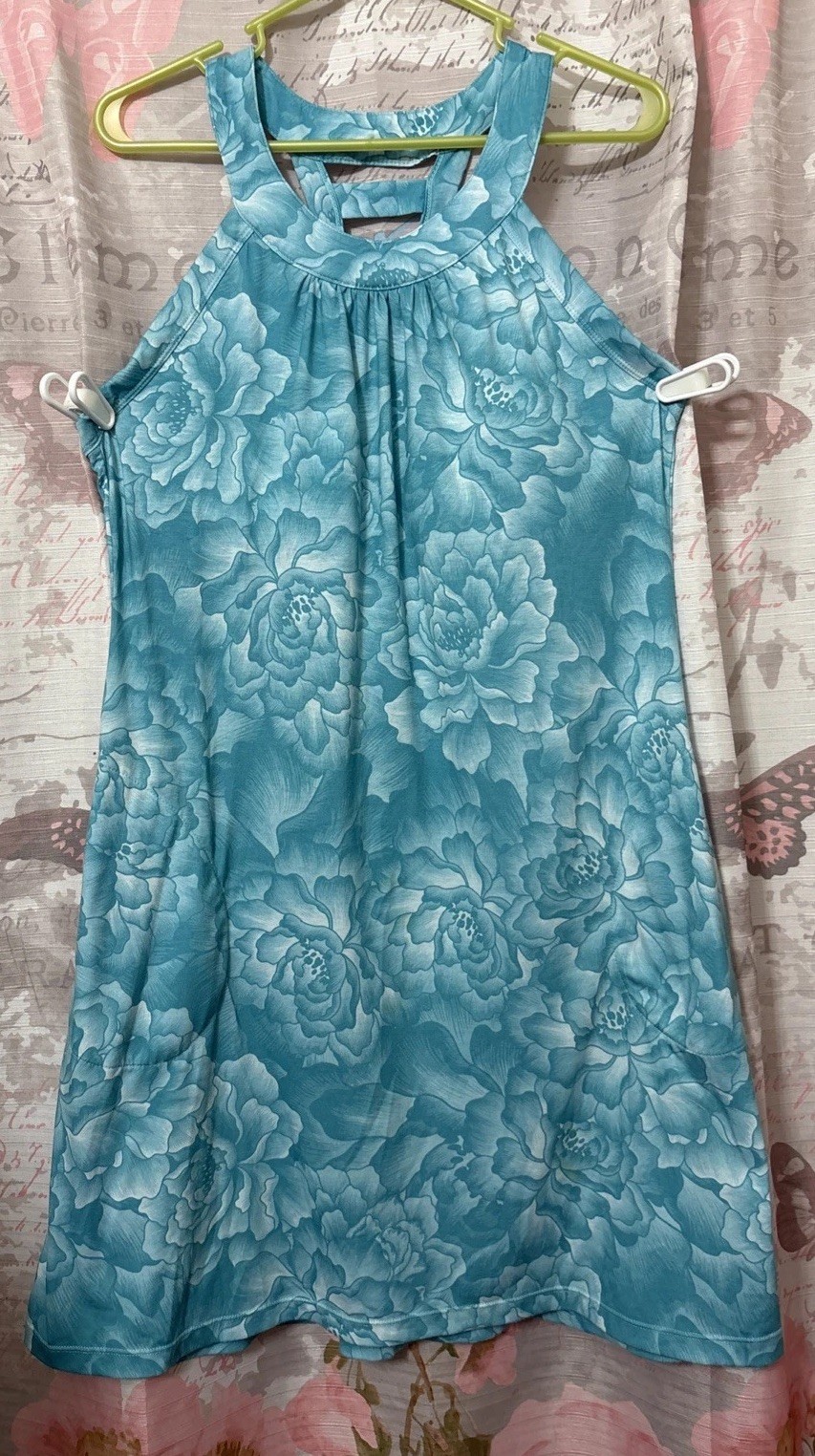 ZEROXPOSUR Active Tank Dress Womens XL Green Floral Built-in Bra Racerback