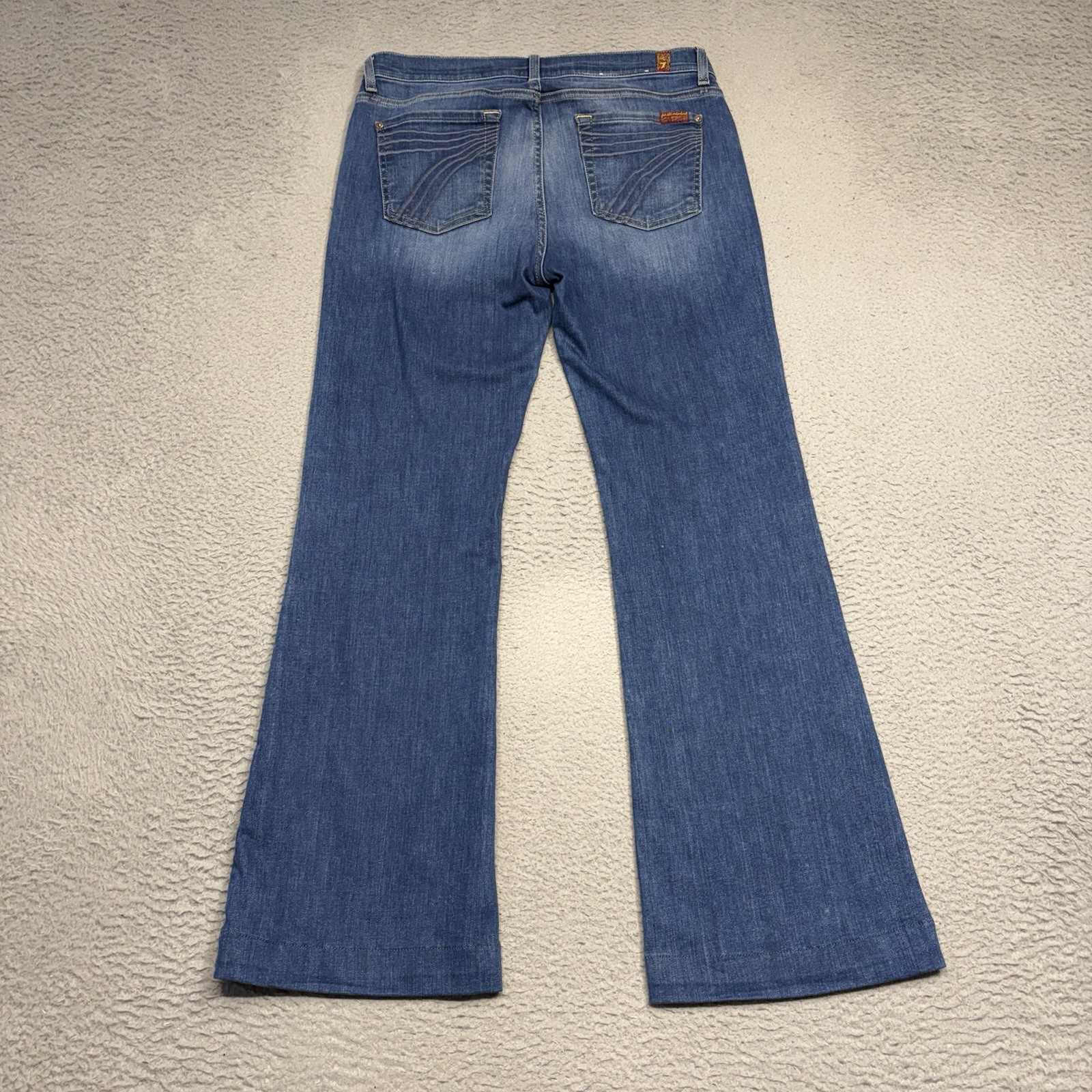 7 For All Mankind Dojo Jeans Womens 29 Blue Flare Mid Rise Dark Wash Denim Pants