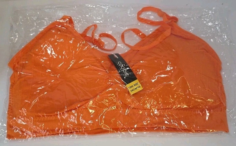 coobie comfort wireless bra removable straps and padding orange style 9012
