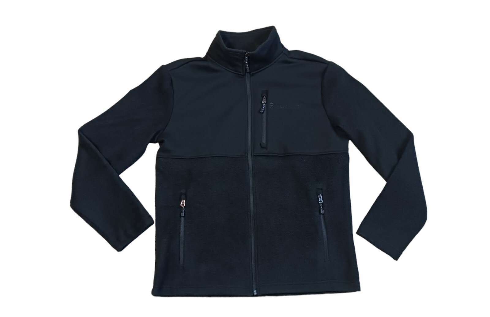 FREE COUNTRY Mens Jacket Jet Black Zip-Up Hang Out Fleece Size Small
