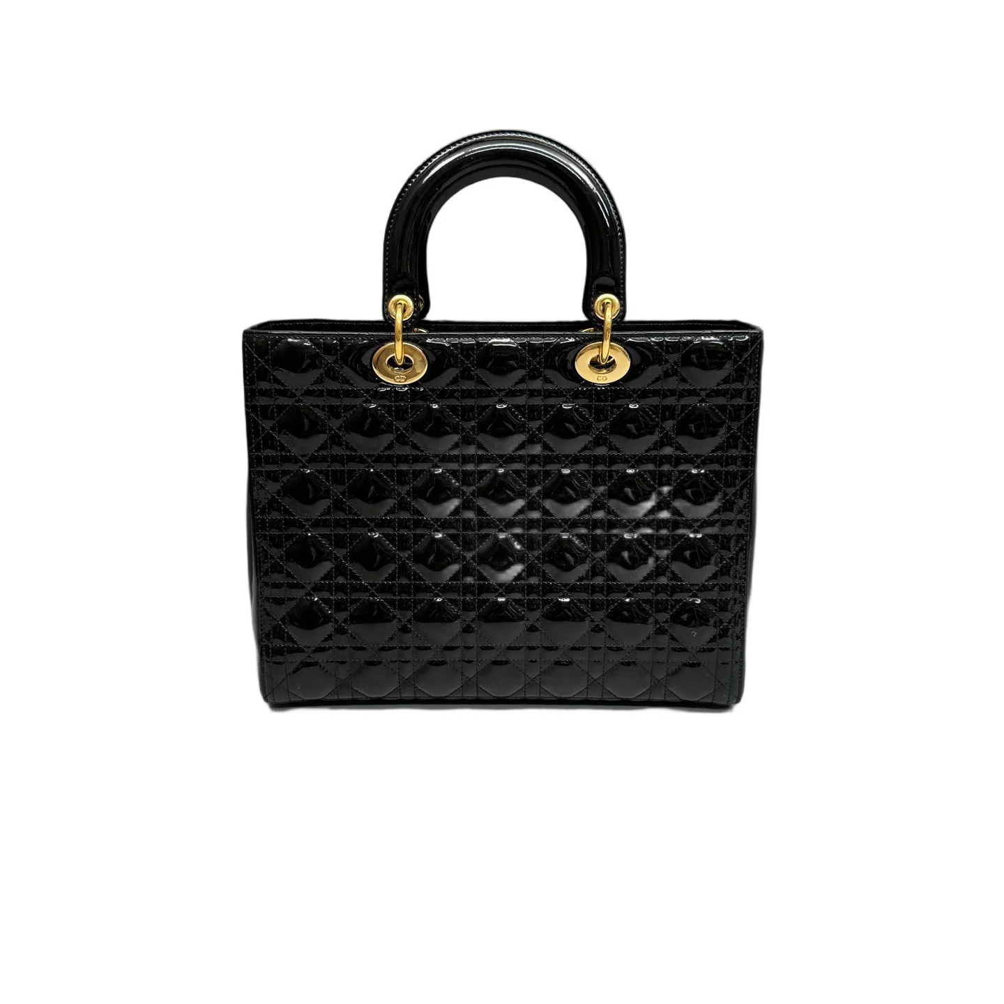 Dior Large Lady Dior Black Patent Calfskin (zs060526a5r)