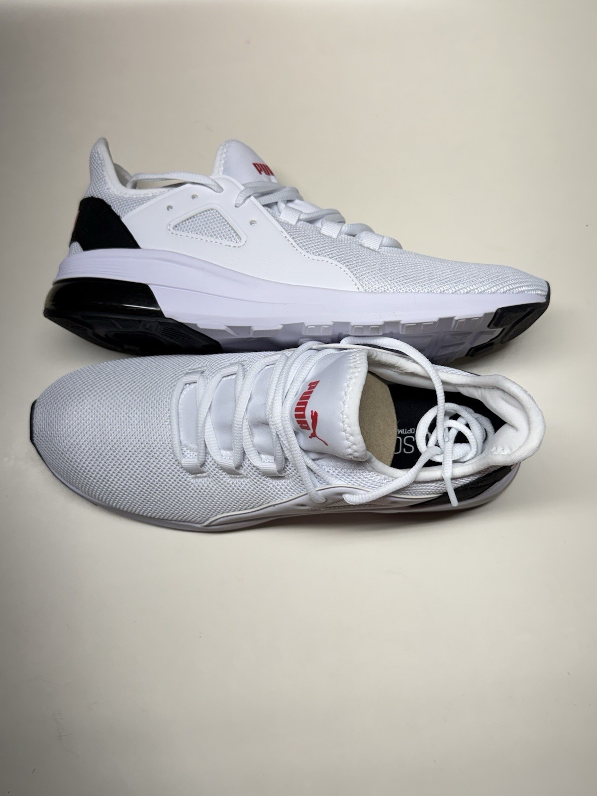 PUMA Electron Street Men’s Lace-Up Mesh Sneakers White/Black/Red 387760-27