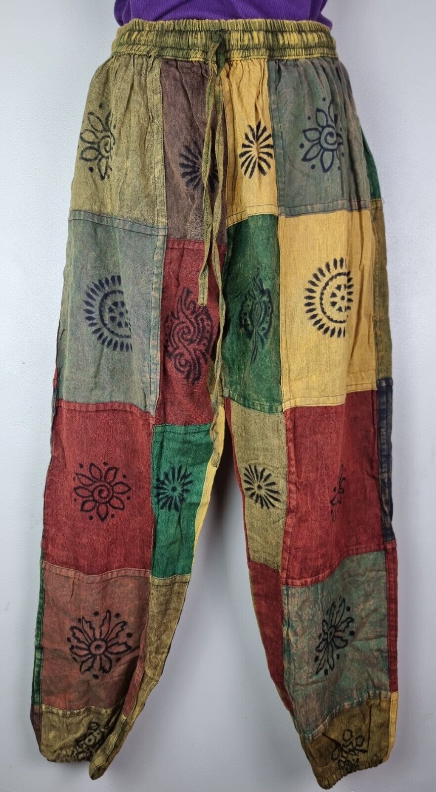 NWT S-5XL Patchwork Casual Cotton Trousers Hippie Yoga Pants Festival Combat SP1