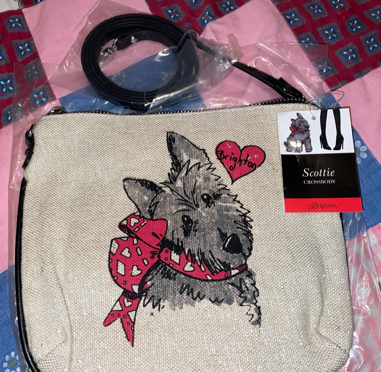 Brighton Scottie Dog Crossbody Bag Purse Canvas Exercise? I’d Rather Accessorize