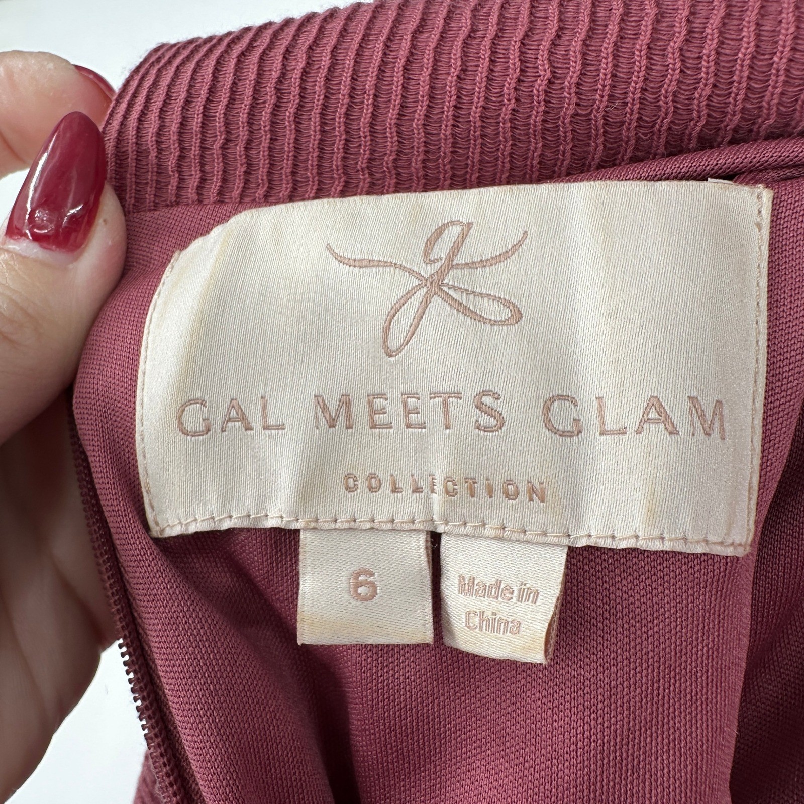 Gal Meets Glam Burgundy Ribbed Puff Sleeve Fit & Flare Mock Neck Dress 6 Modest