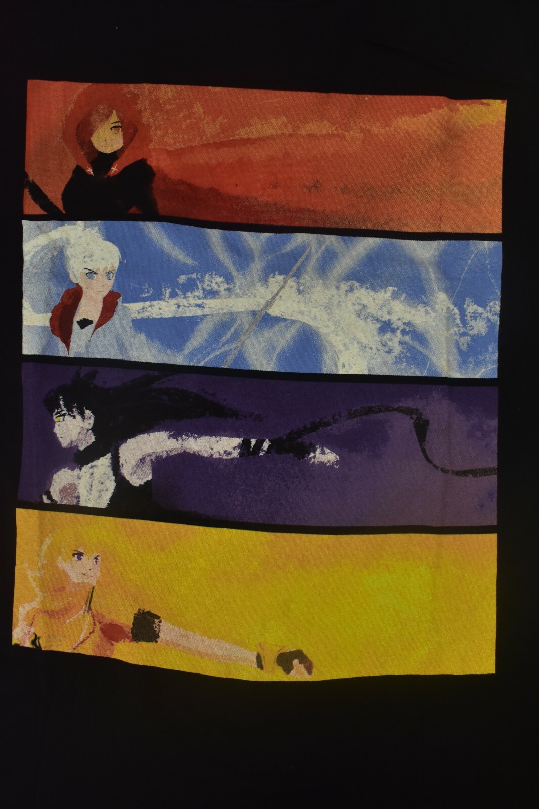 RWBY Juniors Character Panels Design Black Tee Shirt New S, M, L, XL