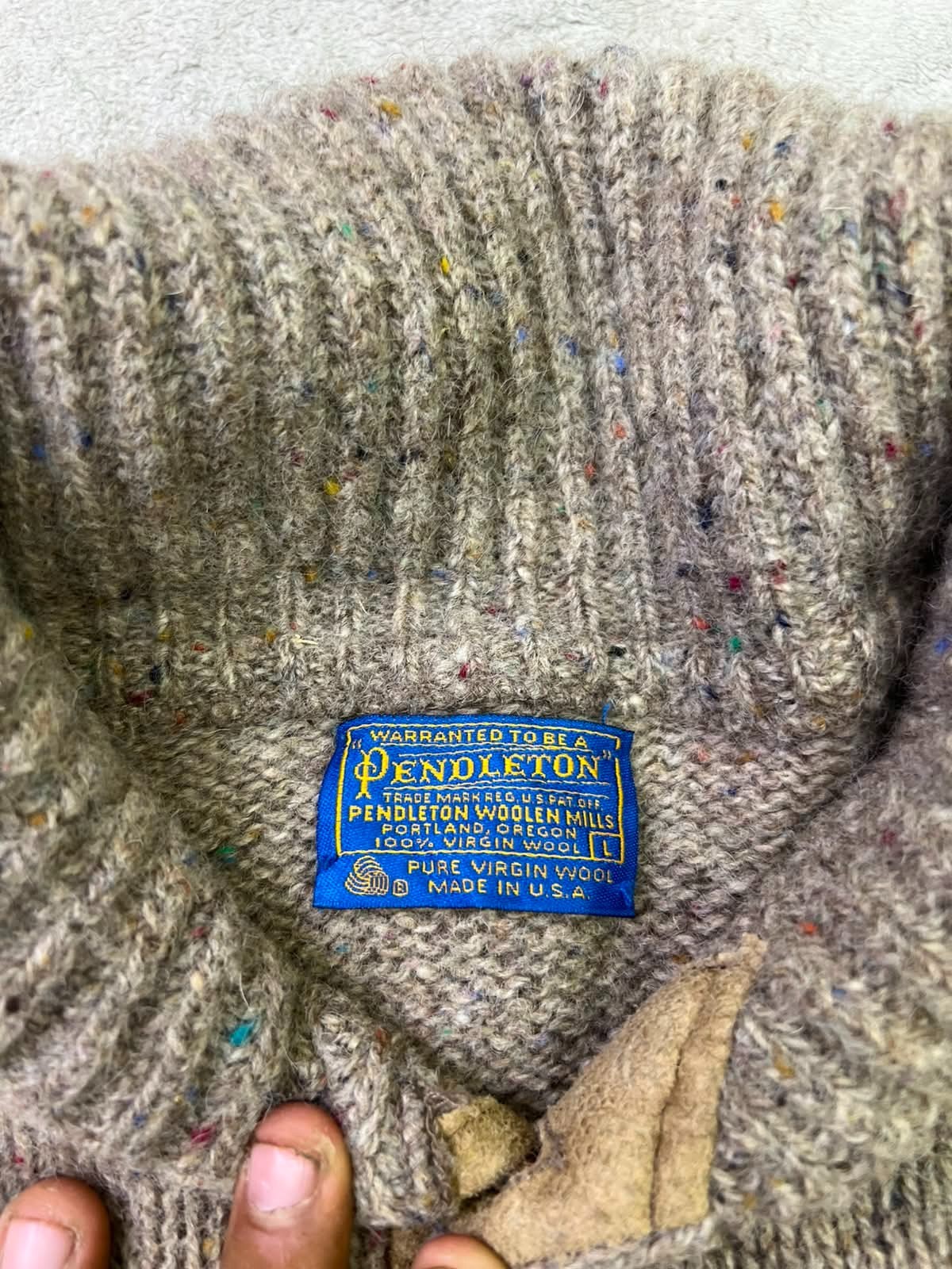 Vintage 1980s Pendleton Pure Virgin Wool Sweater USA Elbow Patch Henley Mock
