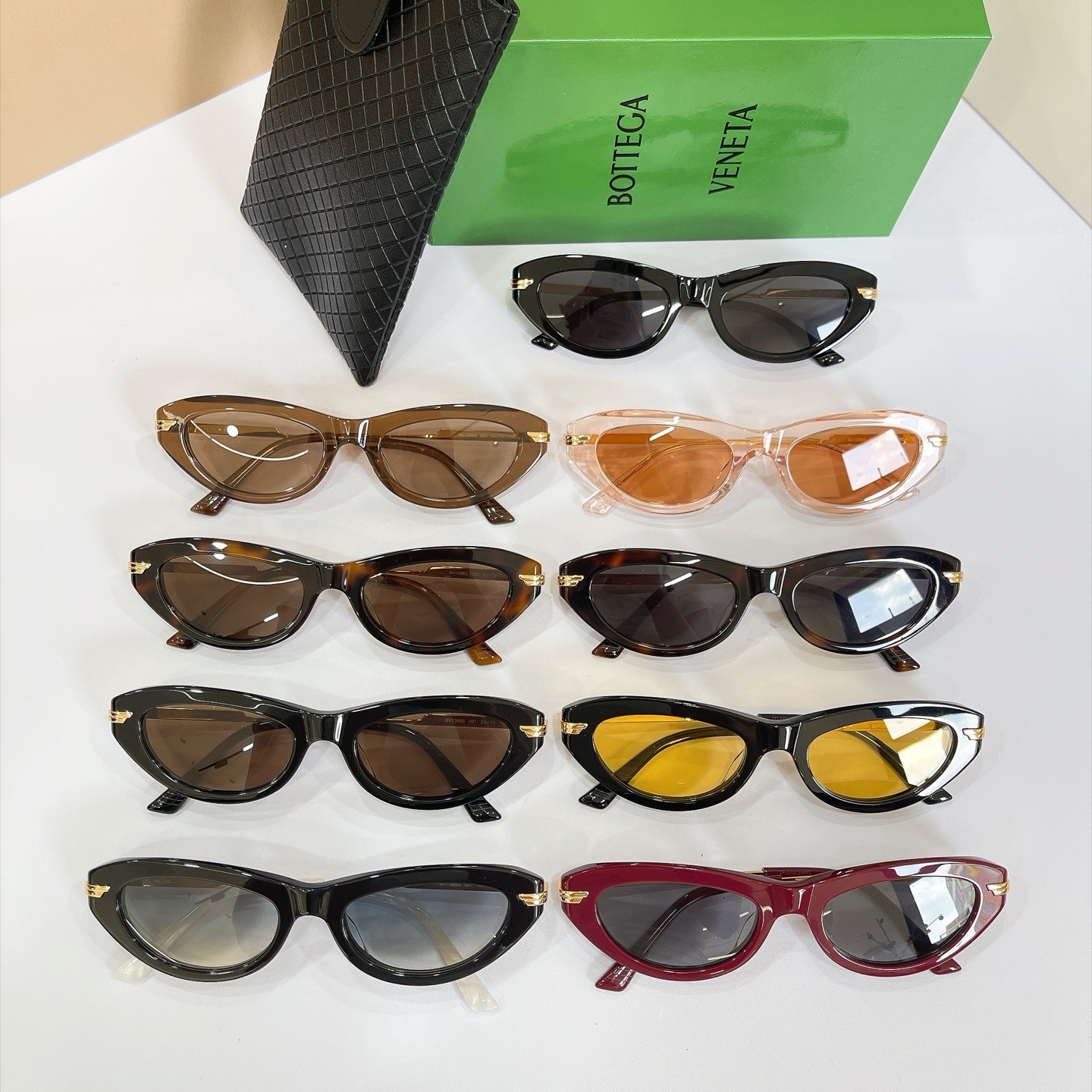 Bottega Veneta Unisex Sunglasses BV1368S 53-19-140 Black Gold Yellow Lens