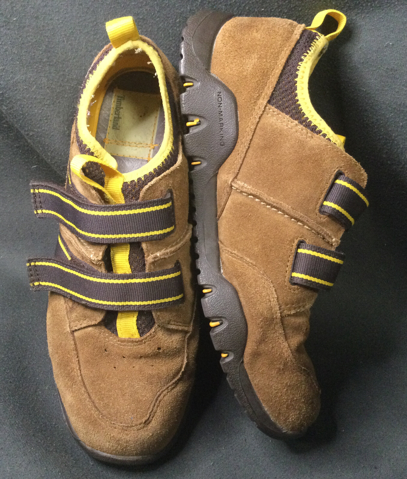 Timberland Slip On Shoes w/ hook n loop Straps Sz 5.5 Leather and Man-made Upper