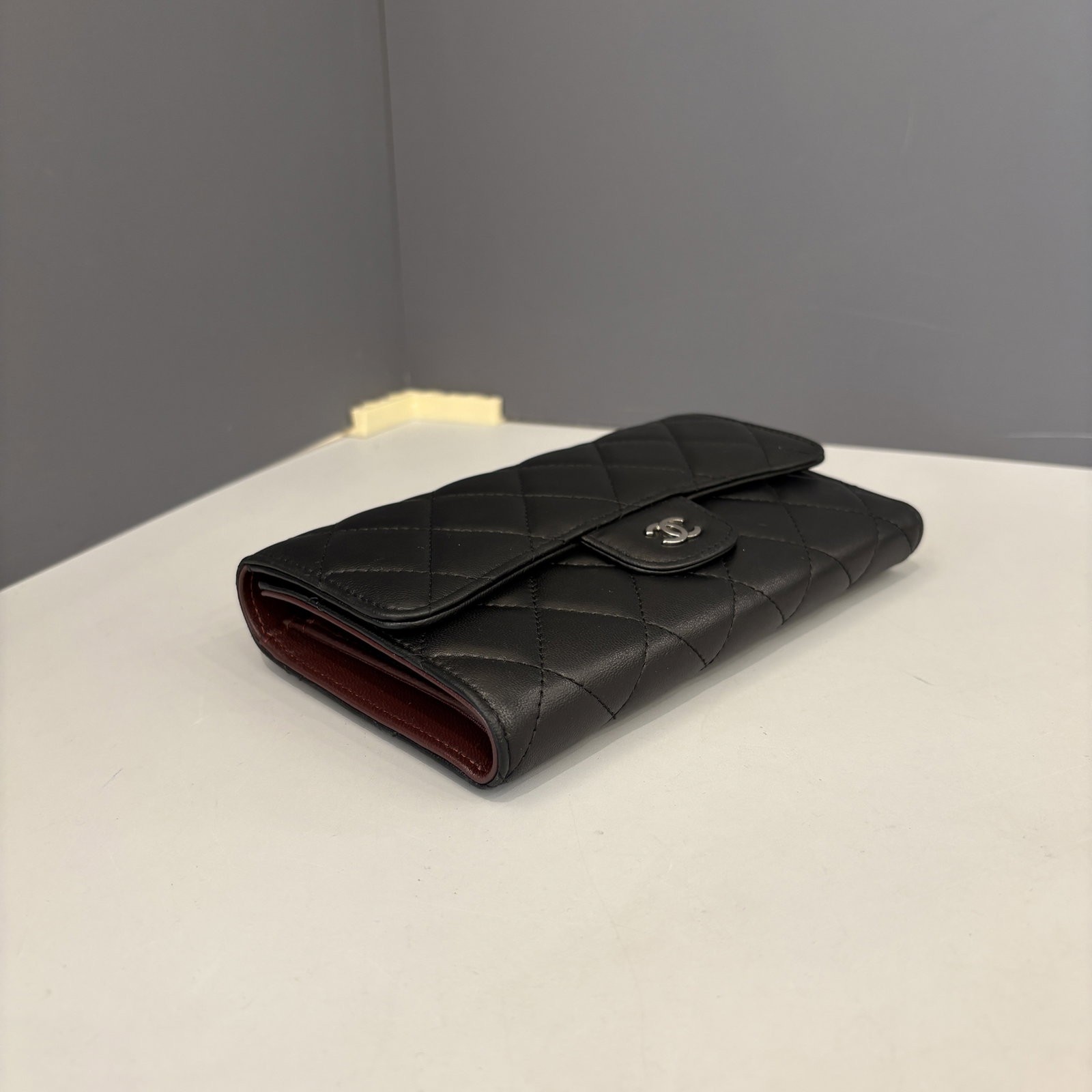 Chanel Classic Flap Continental Wallet Burgundy Black Lambskin (gv042426a1)