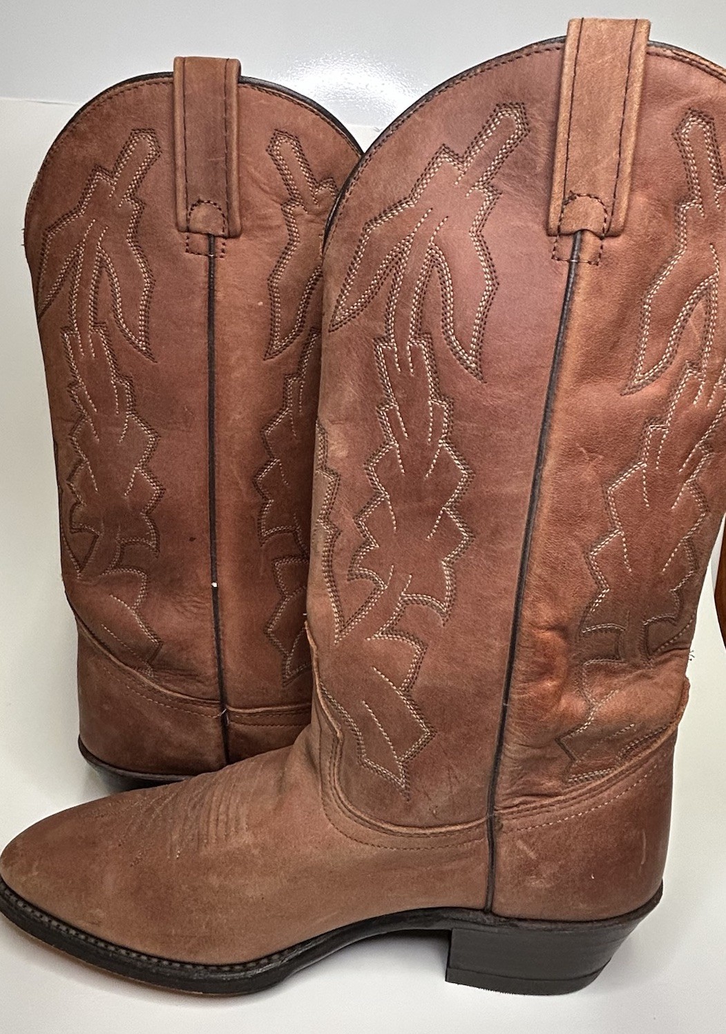 EUC Vintage Dan Post Marlboro Western Leather Cowboy Boots Brown P2551 Size 7 EW