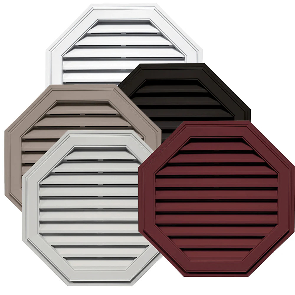 Builders Edge 16-in x 20-in Linen Octagon Vinyl Gable Louver Vent|5634