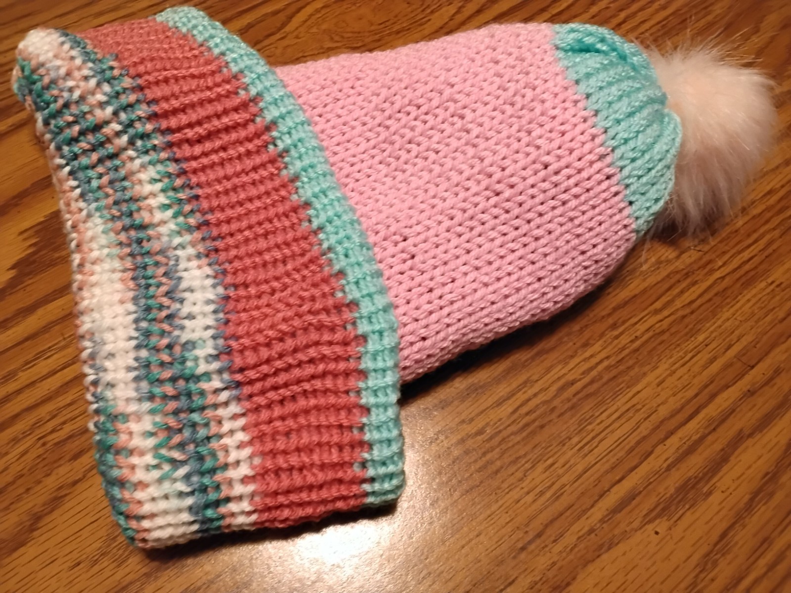 Warm Winter Reversible 2-layer Slouch Hat Beanie Turquoise, Pink, L, One Size