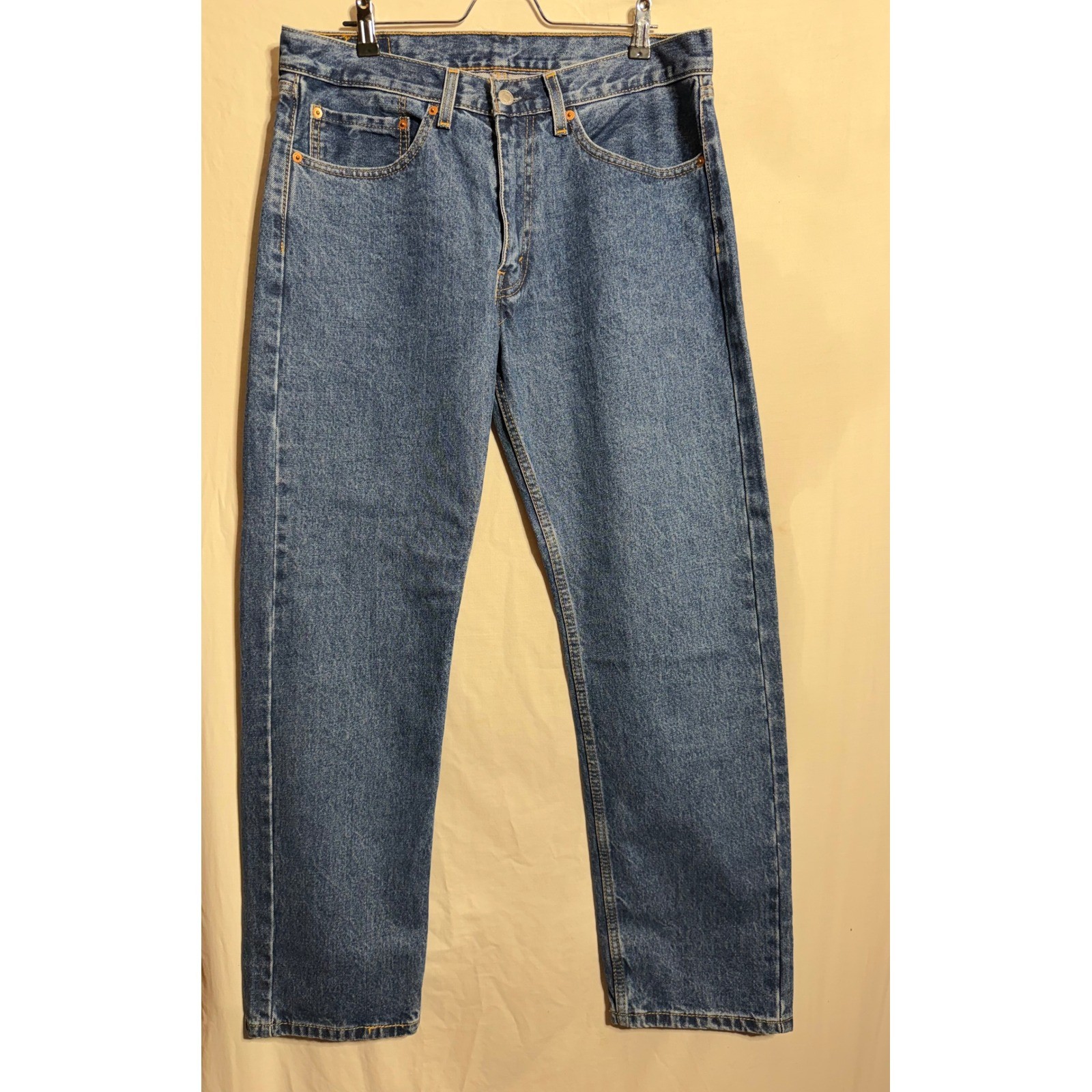 Levis 505 Regular Fit Straight Leg Jeans Mens 34×30 Medium Wash Blue Denim