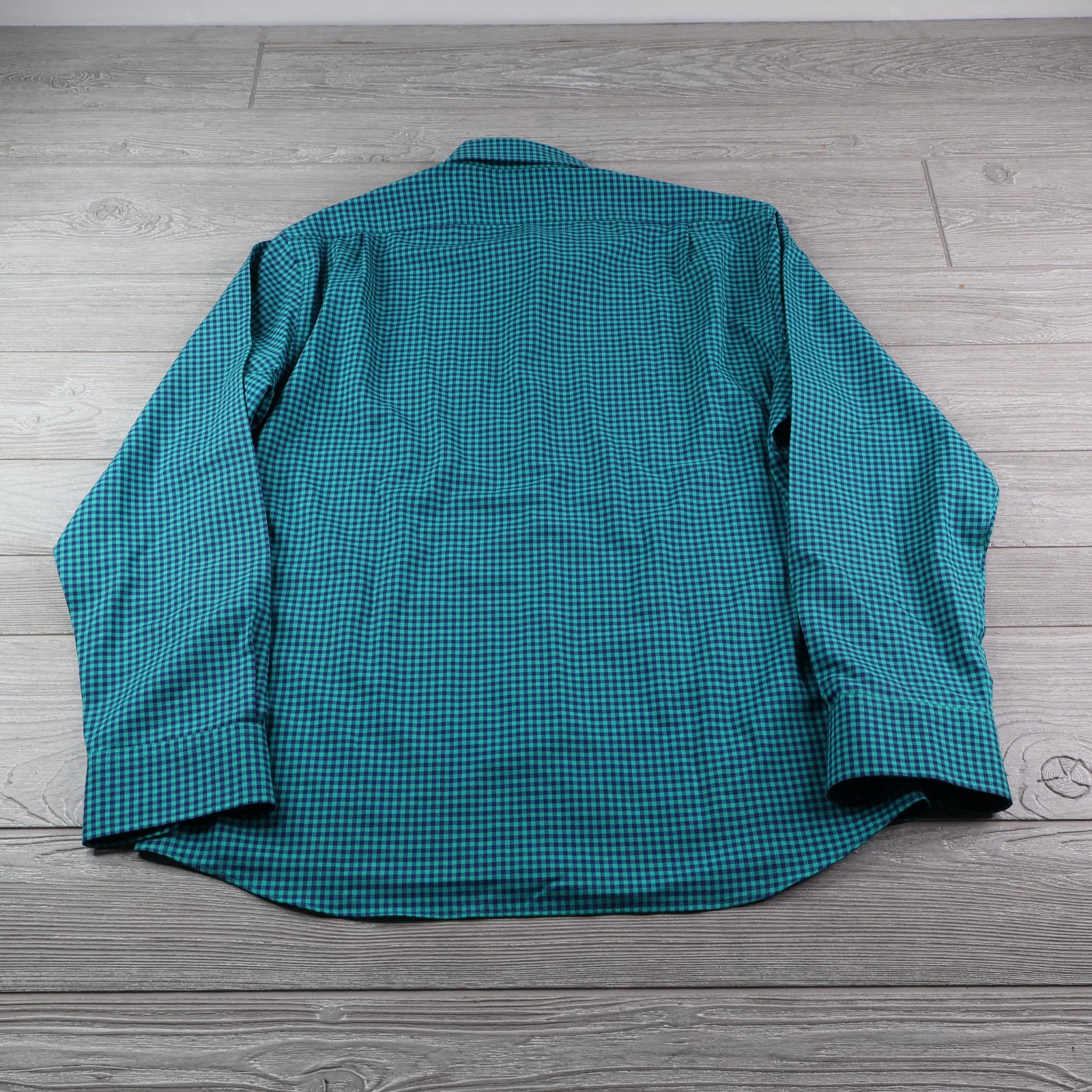 Wool & Prince Green Check Button Shirt Men’s Large 100% Worsted Wool
