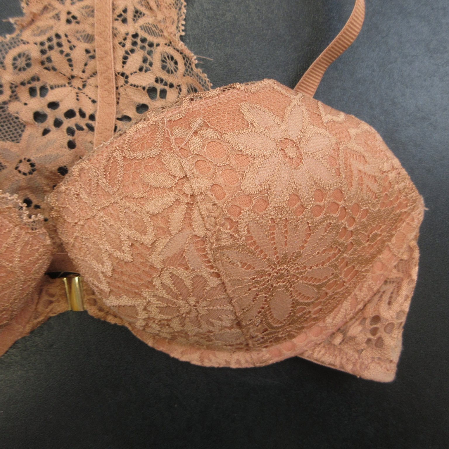 auden Women’s 32B Blush Pink Lace Push Up Racerback Underwire Bra