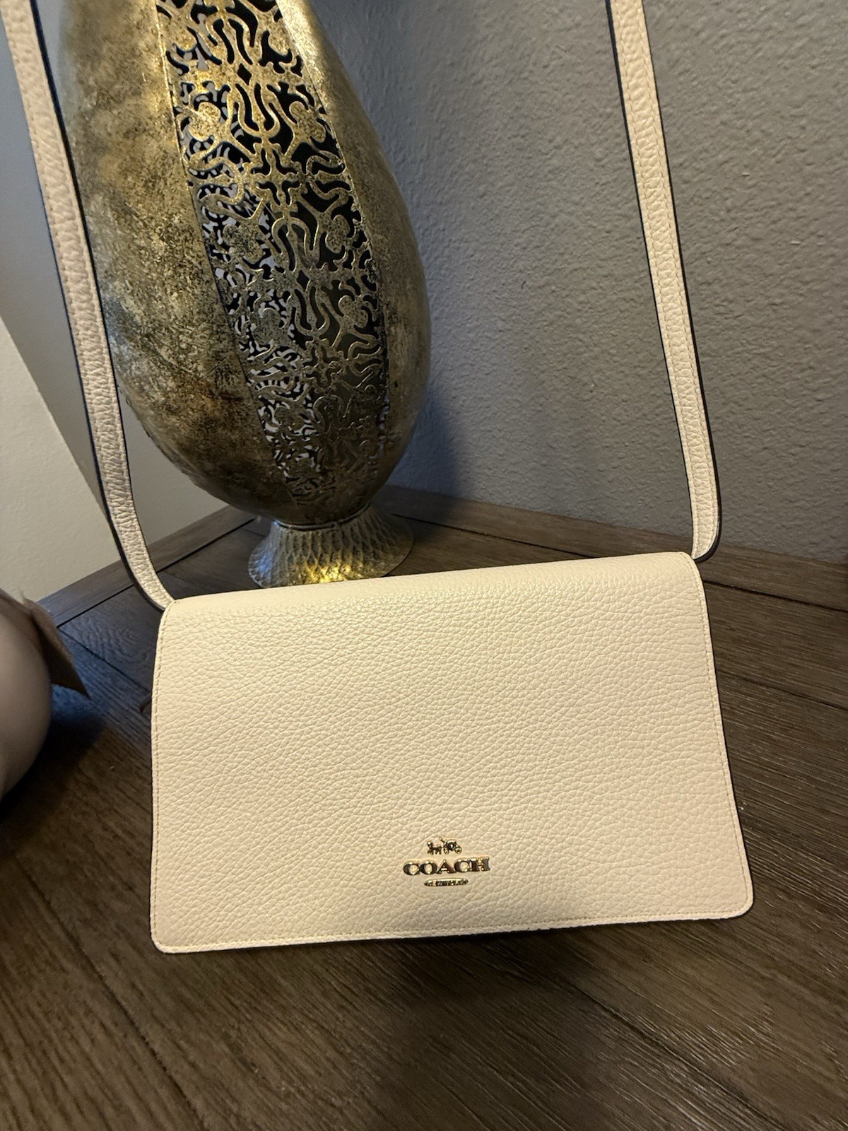 🤍 COACH Slim Crossbody & Clutch Pebble Leather Bag Chalk White – CAT21 – NWT