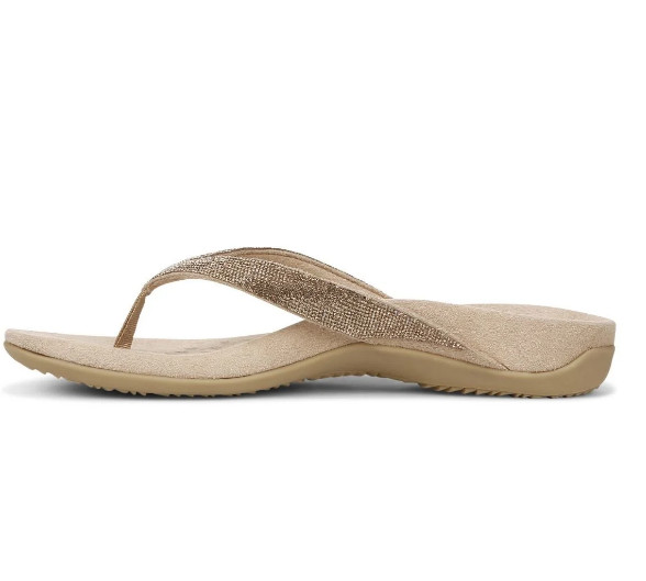 VIONIC Women’s Dillon Shine Toe Post Sandal, Champagne (NEW WT)