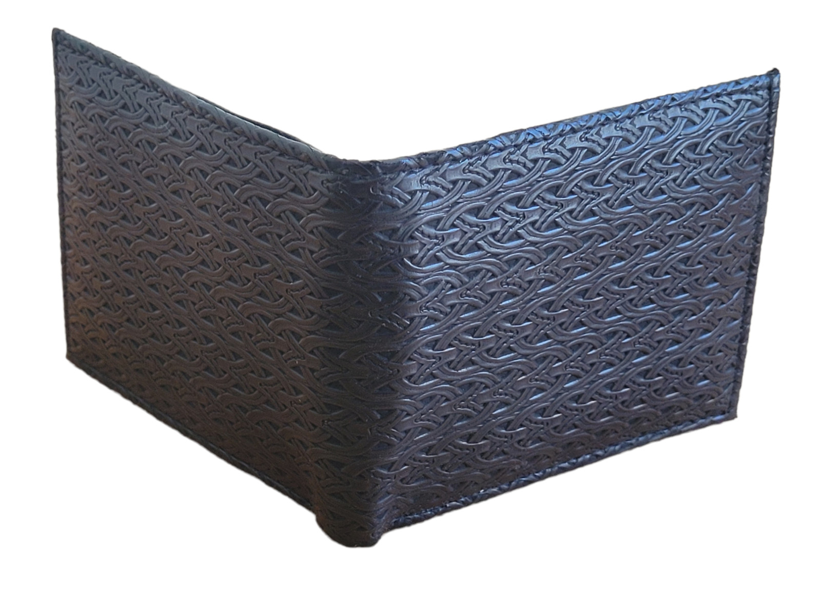 Black Embossed Vegan Leather Wallet Leather Printed Bifold Wallet Celtic Knit
