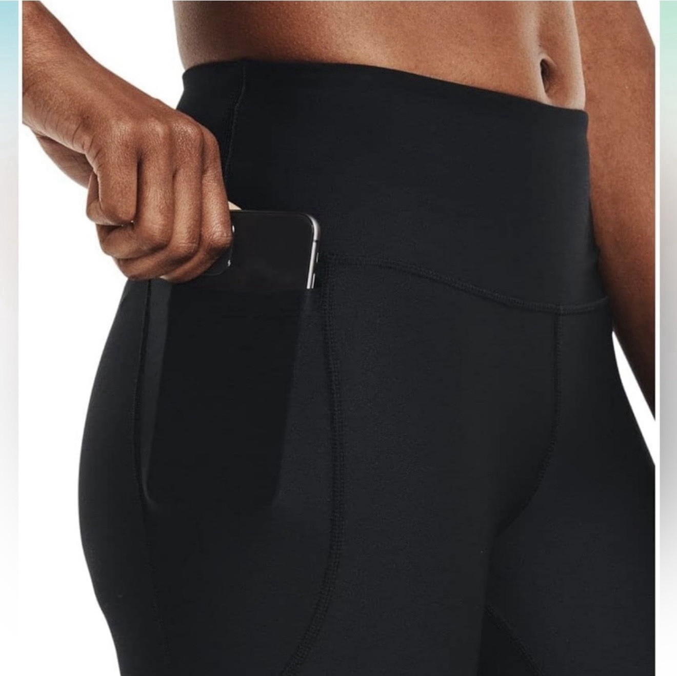 Under Armour Heat Gear High Rise 7/8 Compression Leggings Black Size Small EUC