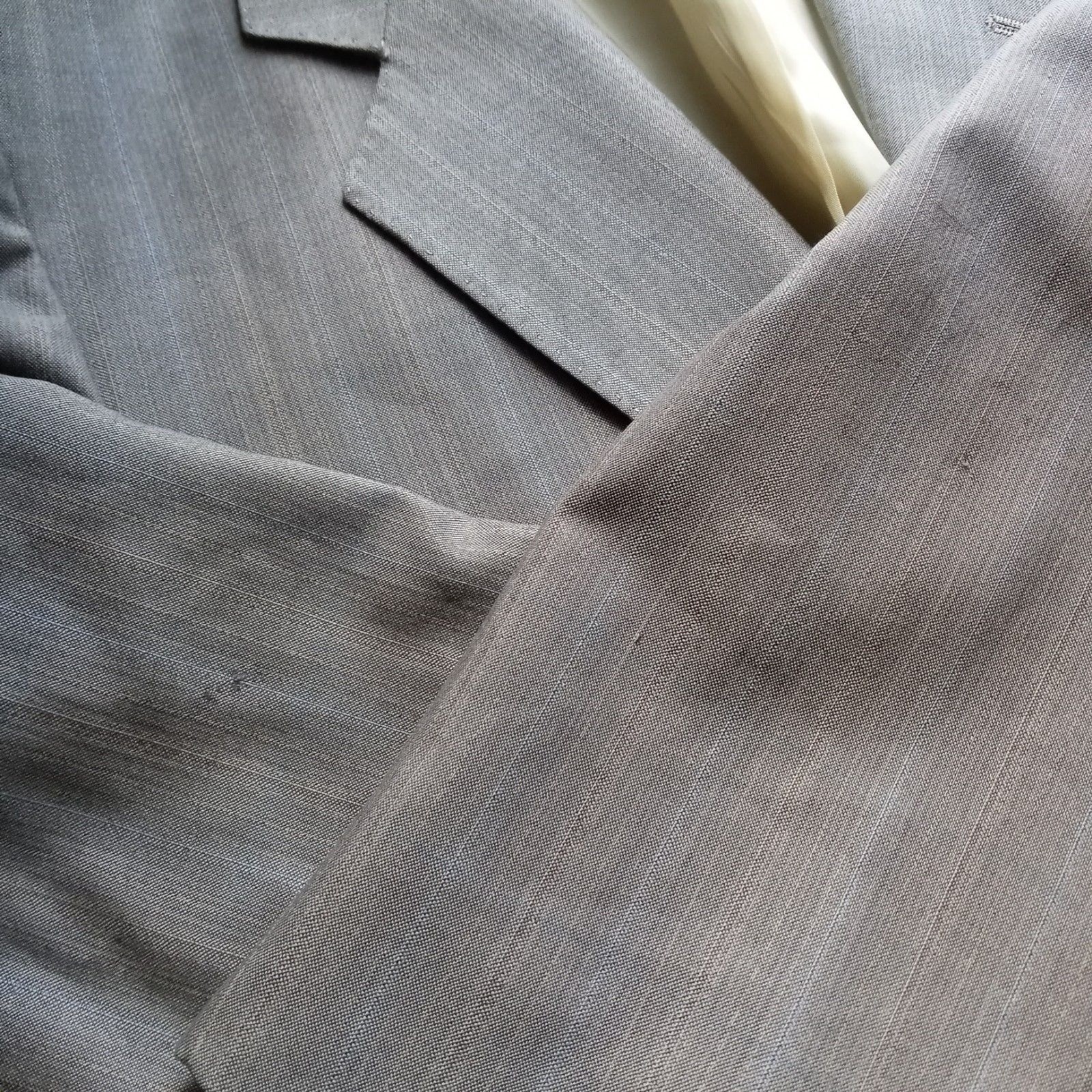 Eduardo De Simone Italy SZ 43 Wool Sport Coat Suit Jacket Stripe Tan Gray Blue