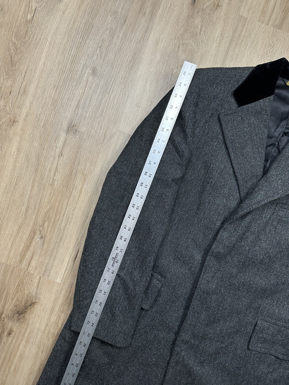 60s VINTAGE Jack Henry Tailored Dark Grey Tweed Overcoat Size Medium Bespoke