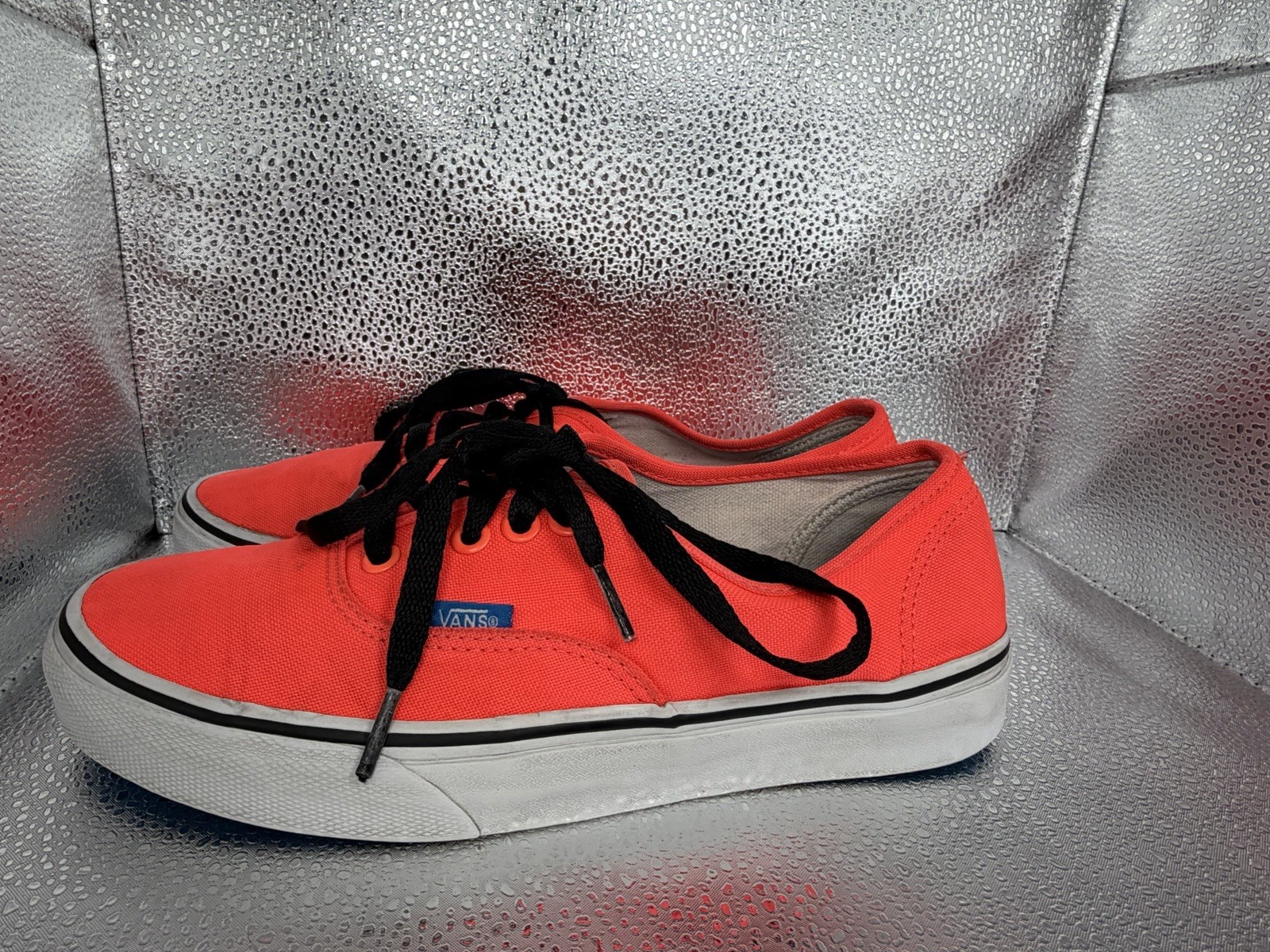 Vans Authentic Shoes Neon Red Orange Canvas Low Top Sneakers Men 6.5 Women 8