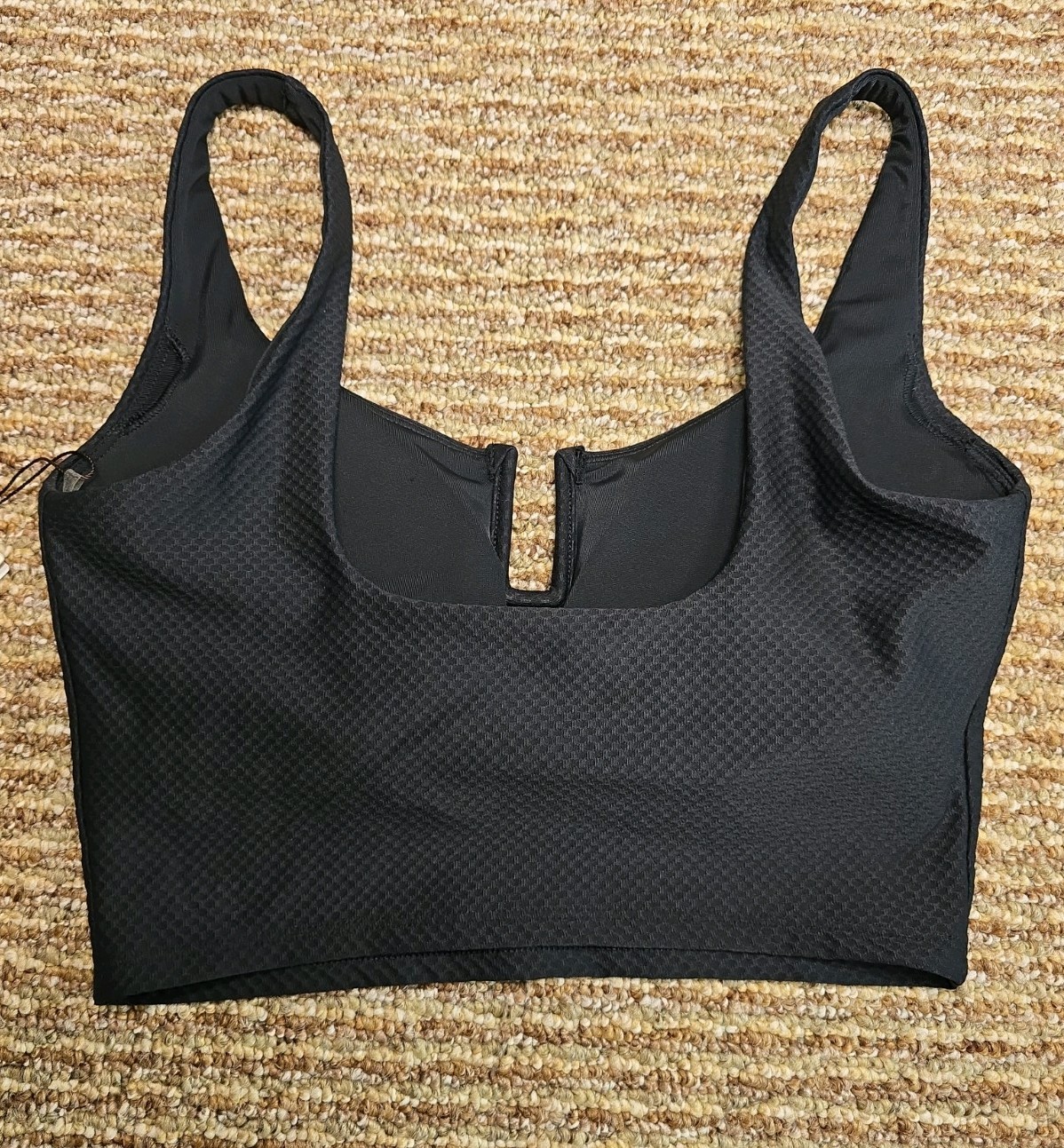 $58 NWT Calia By Carrie Underwood Textured Crop Swim Top Black sx Small