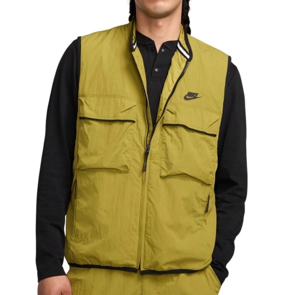 Nike Tech Woven Olive Green Pockets FZ Utility Wind Vest Men’s S FZ0748-307 NEW