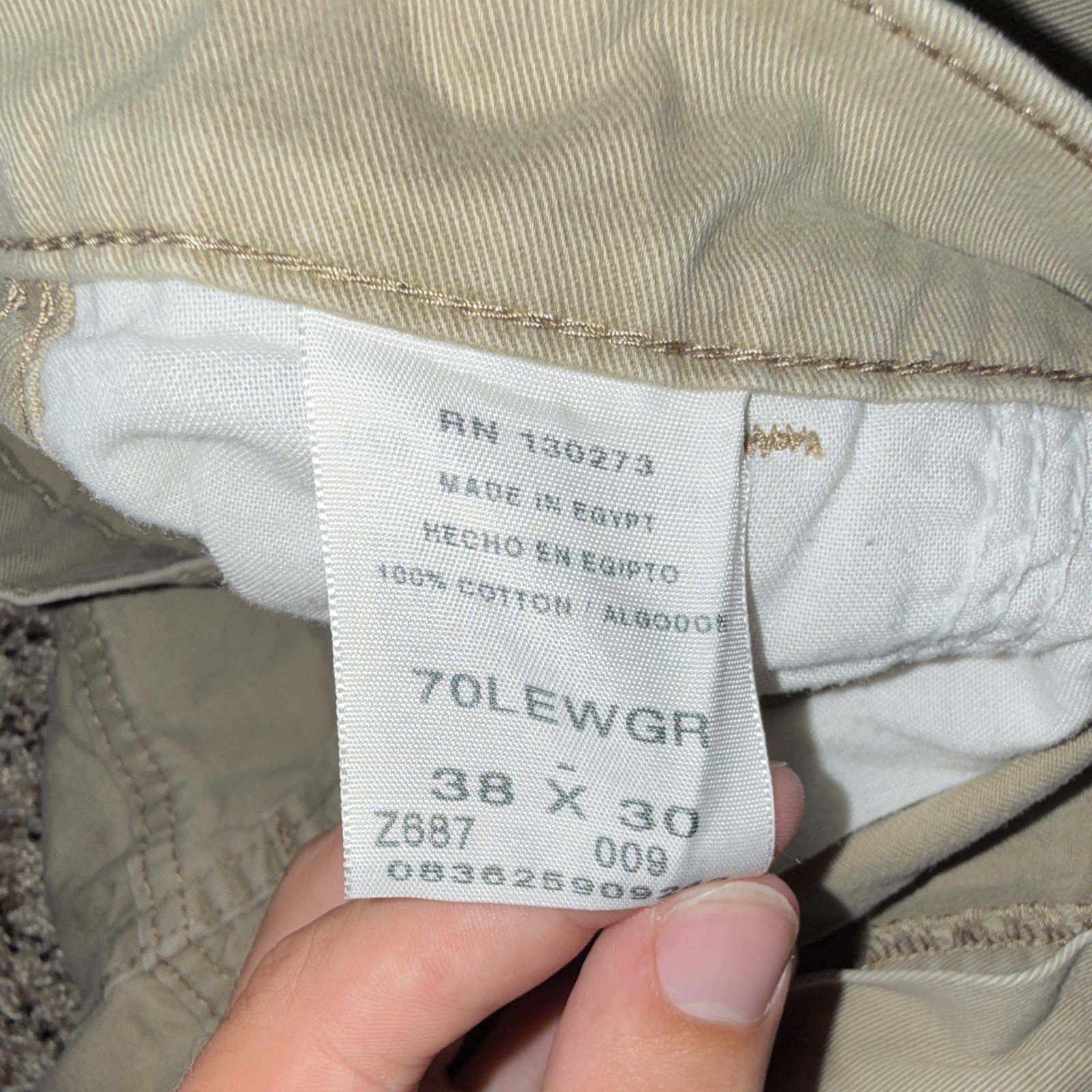 Wrangler Authentics Men’s Beige Cargo Pants 38W Regular Fit Straight Leg