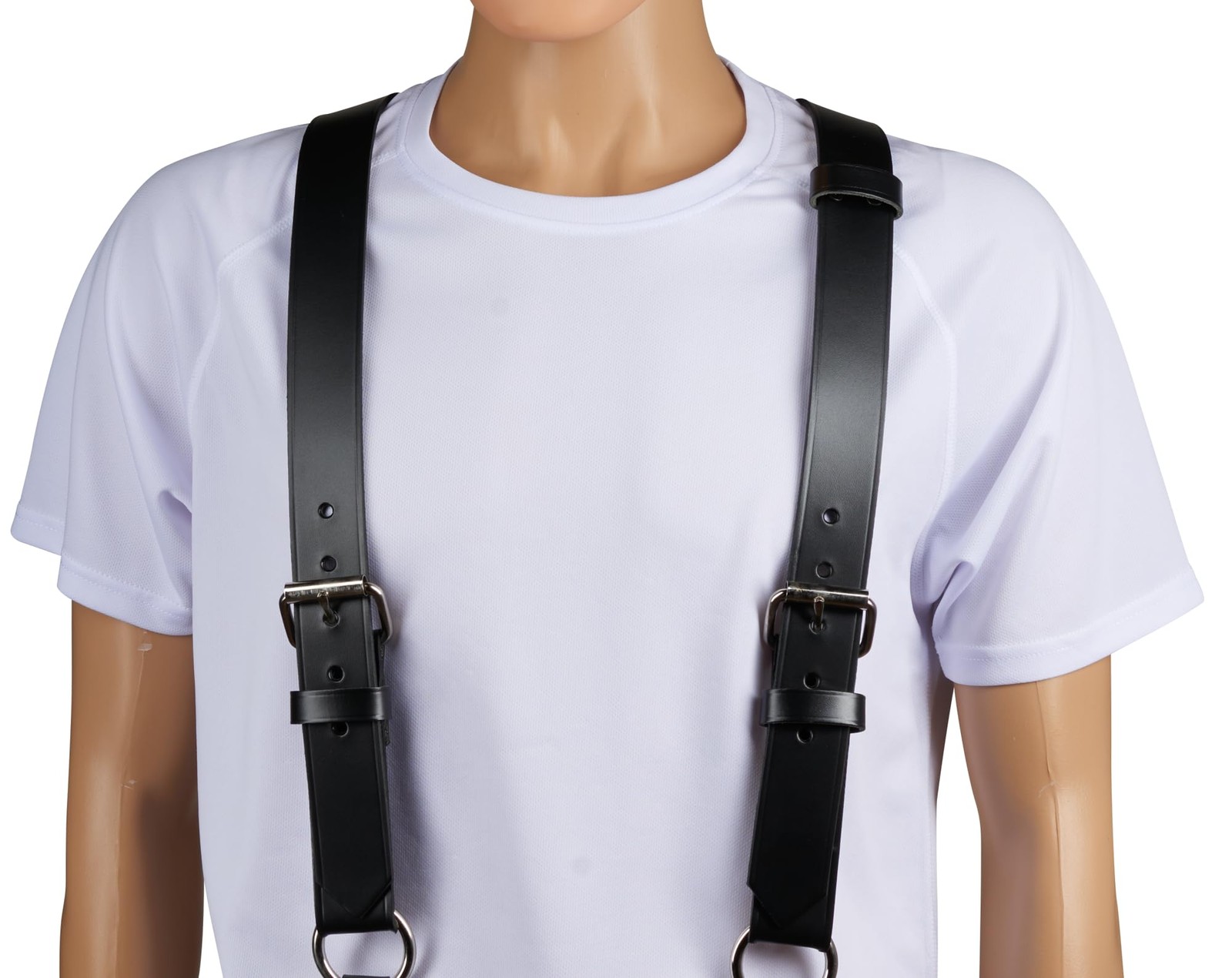 Firefighter Leather Suspenders with Button Attachment Full Grain Black Leathe…