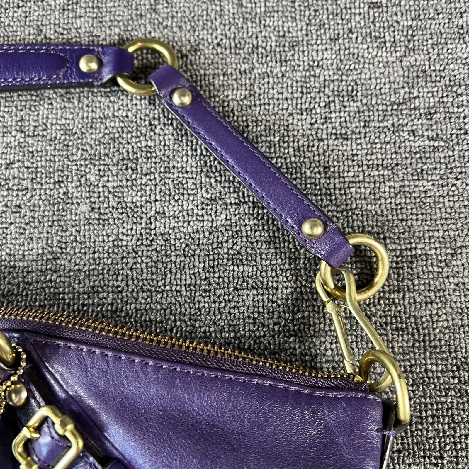 Coach Satchel Bag Womens Purple Leather Madison Sophia Top Handle Zip