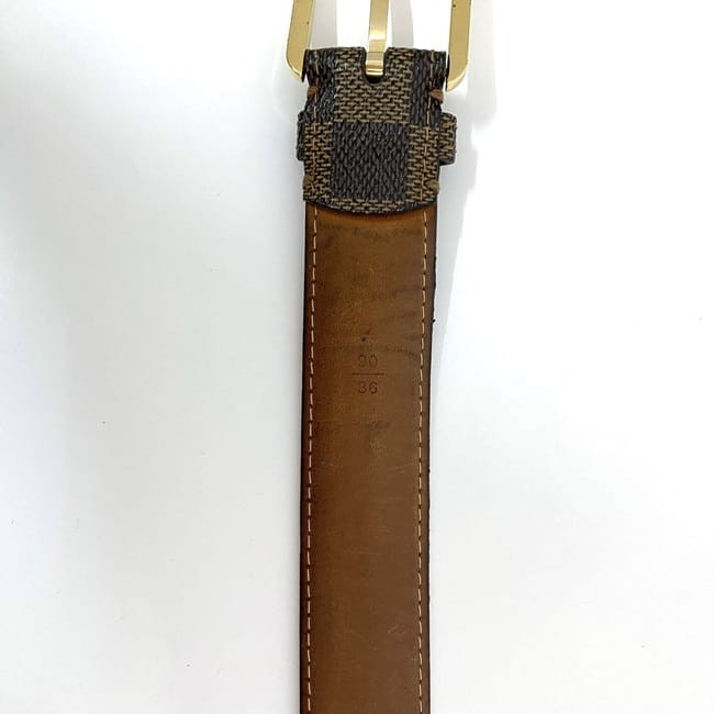 Pre-owned Louis Vuitton Santur Ellipse Belt, Brown Damier Ebene, M6995, 82cm,