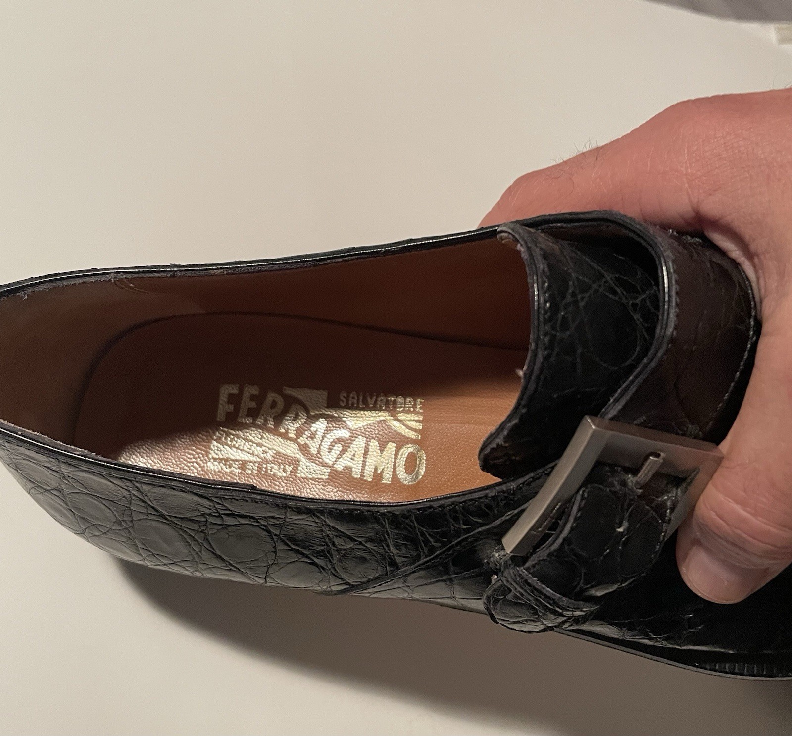 Salvatore Ferragamo Black Crocodile/Alligator Shoes Size 9B