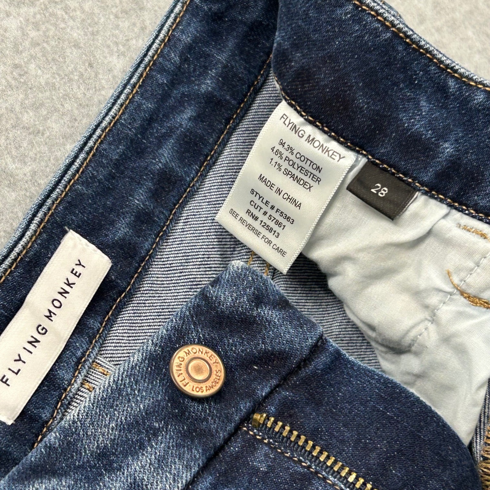 Flying Monkey Los Angeles Straight Leg Jeans Dark Wash High Rise Size 28 F5363