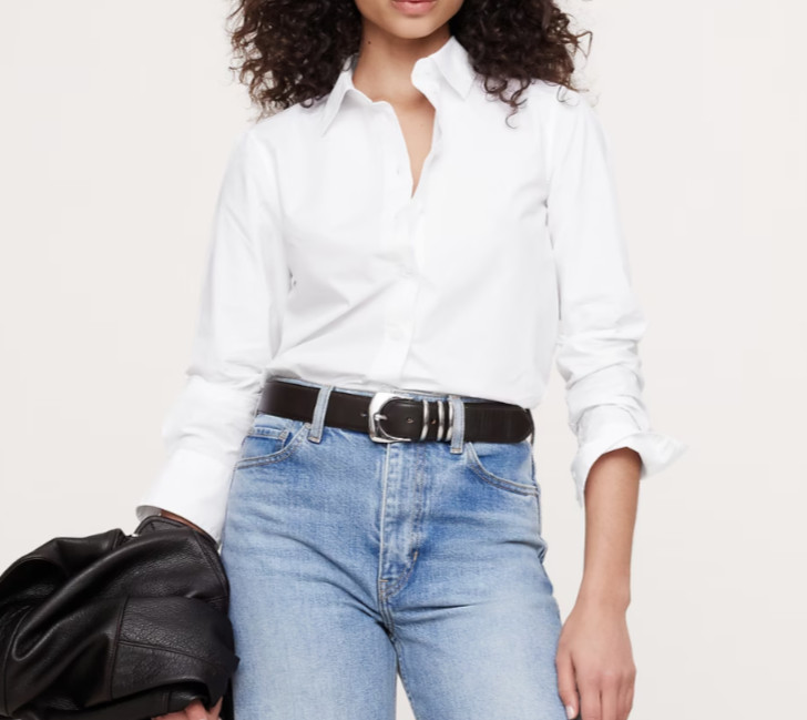 NWT! Banana Republic White $98 The Perfect Everyday Cotton Poplin Blouse Shirt M
