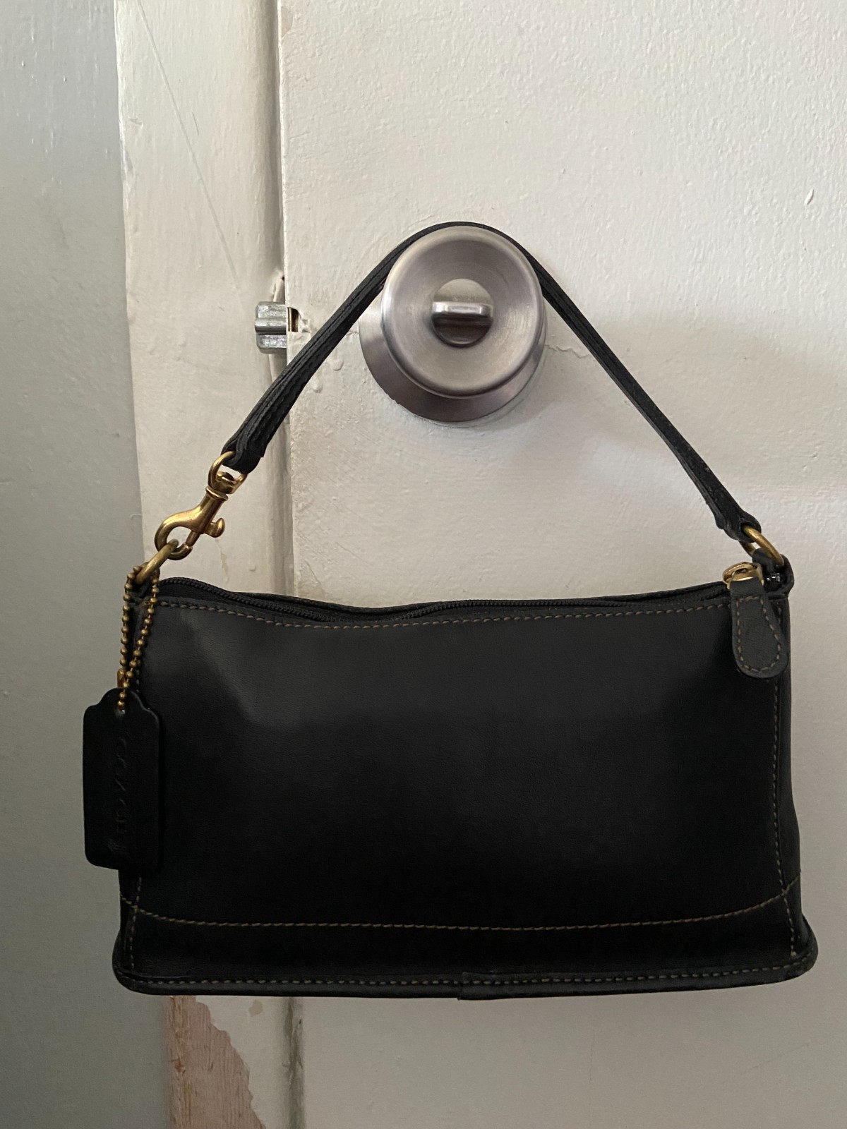 Vintage COACH 9311 Bleecker Demi Black Leather Rare Shoulder Bag Baguette USA